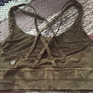 lululemon athletica Green Sports Bra with Crossed Straps